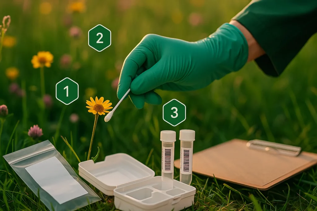 Feldwerk Bild zur Entnahme von Biodiversitätsproben